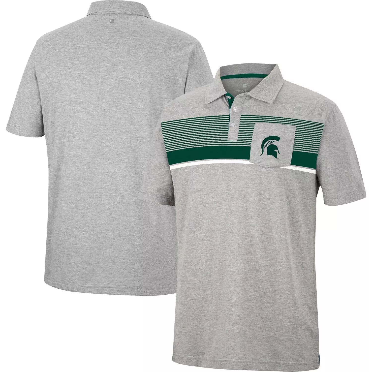 Мужская футболка-поло с карманами для гольфа Michigan State Spartans Golfer серого цвета Colosseum