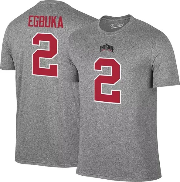 Мужская Retro Brand Футболка Ohio State Buckeyes Emeka Egbuka #2 серого цвета