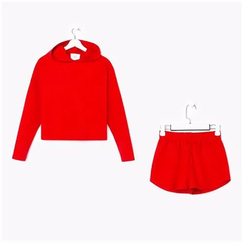 Комплект MIST (толстовка и шорты) женский, цвет красный, размер 44-46