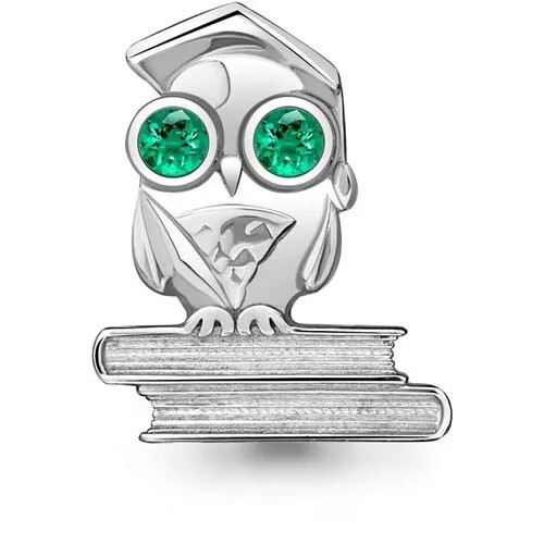 Серебряная брошь Aquamarine А77353Г с гидротермальным изумрудом