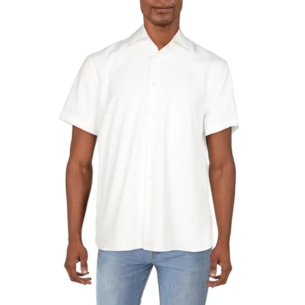 Мужская офисная рубашка на пуговицах с воротником Perry Ellis, цвет Bright White