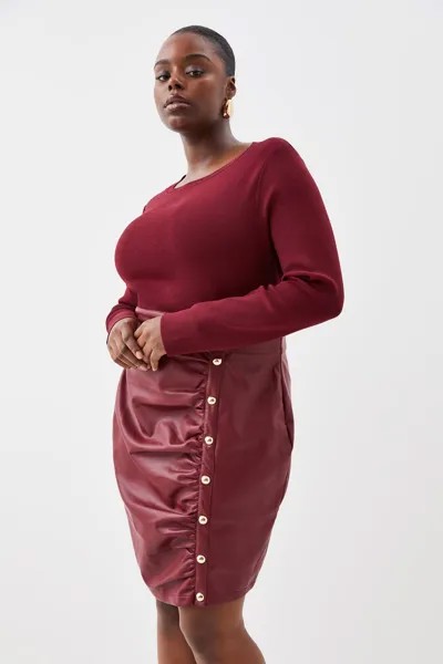 Платье миди с юбкой из искусственной вязки со складками больших размеров Karen Millen, красный