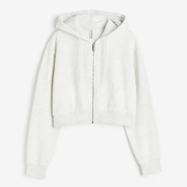 Толстовка H&M Short Hooded Sweatshirt, светло-серый