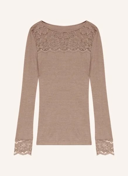 Рубашка для сна серии wool love из шерсти мериноса с шелком Mey, коричневый