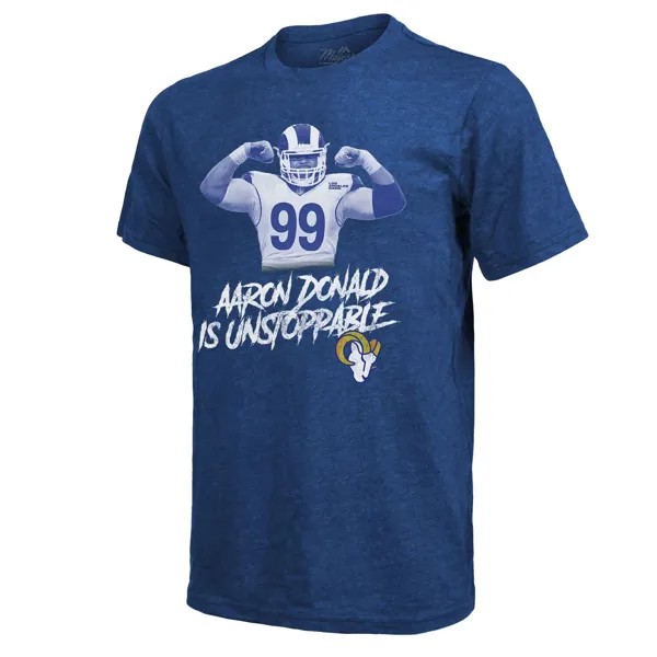 Мужская футболка Aaron Donald Royal Los Angeles Rams Tri-Blend Player Majestic