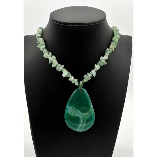 Колье Apsara, нефрит, агат, длина 45 см., зеленый