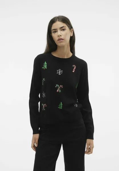 Свитшот Vero Moda VMORNAMENTS/PYRAMIDE BOX XMAS, черный