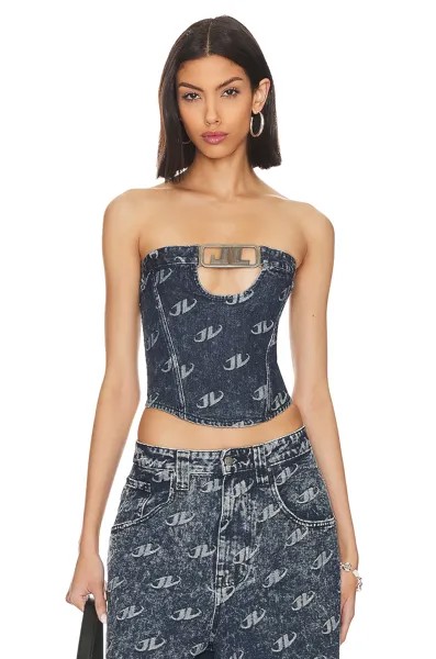 Топ Jaded London Monogram Strapless Corset, цвет Denim Blue