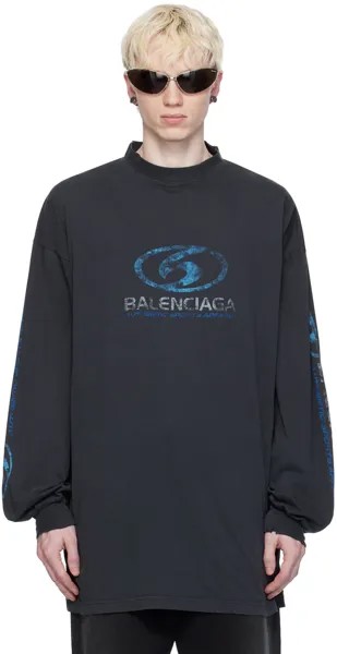Черная футболка с длинным рукавом Surfer Balenciaga