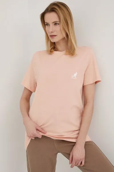 Хлопковая футболка Kangol, розовый