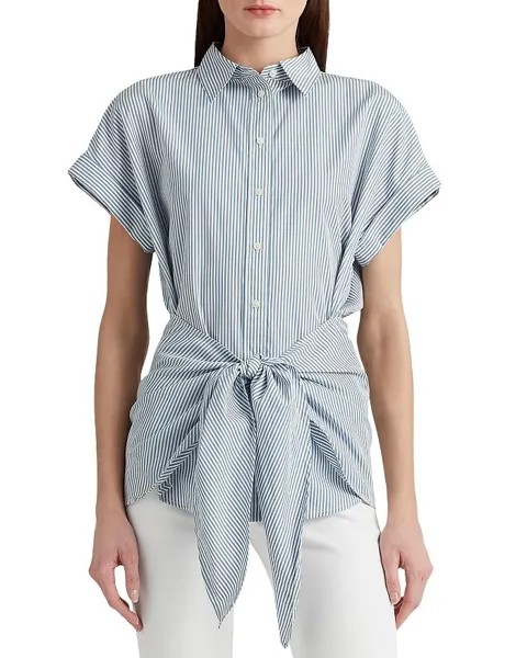 Хлопковая полосатая рубашка с завязками спереди Ralph Lauren