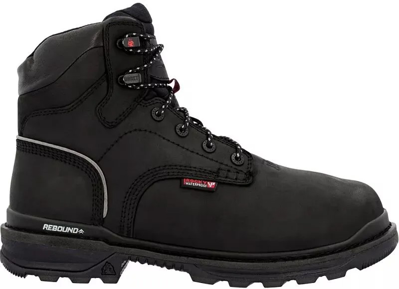 Мужские рабочие ботинки Rocky Rams Horn водонепроницаемые с композитным носком и внутренней защитой Met Guard, черный