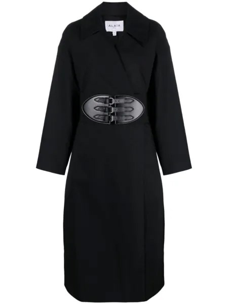 Alaïa тренч с поясом, черный