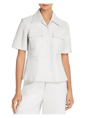 REMAIN Женская белая рубашка в стиле милитари с коротким рукавом и короткими рукавами, топ на пуговицах 6