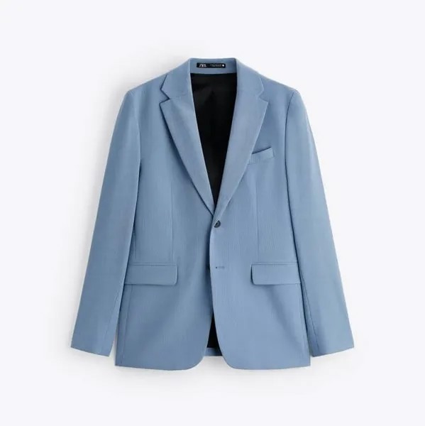 Пиджак Zara Textured Suit, голубой