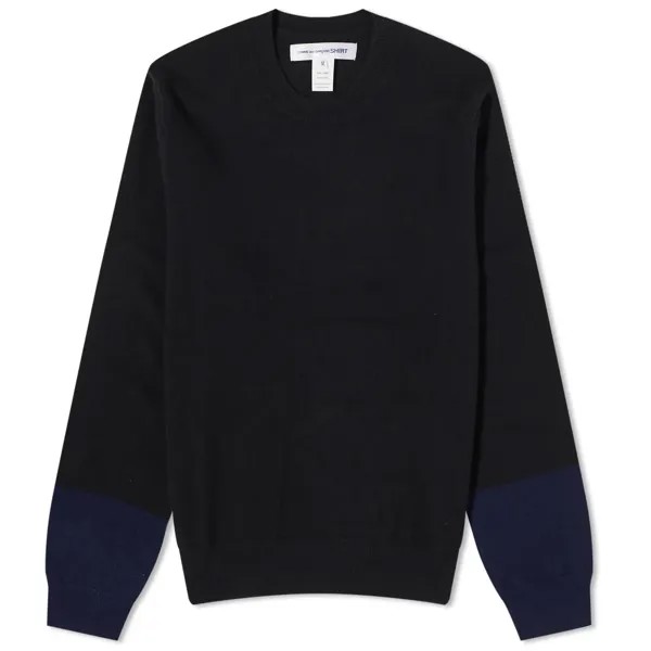 Свитер Comme des Garcons Contrast Cuff Crew Knit, черный/темно-синий