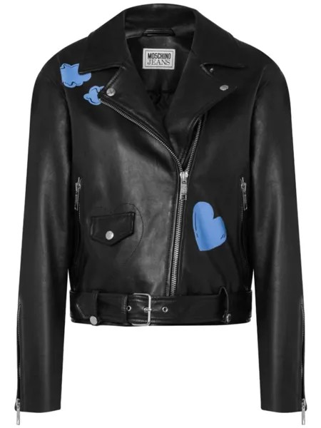 MOSCHINO JEANS байкерская куртка с графичным принтом, черный