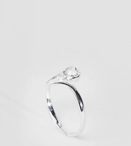 Серебряное кольцо с гравировкой и камнем ASOS DESIGN-Серебряный