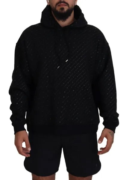 DSQUARED2 Свитер черный хлопковый мужской пуловер с капюшоном и принтом IT48/US38/M 1250usd