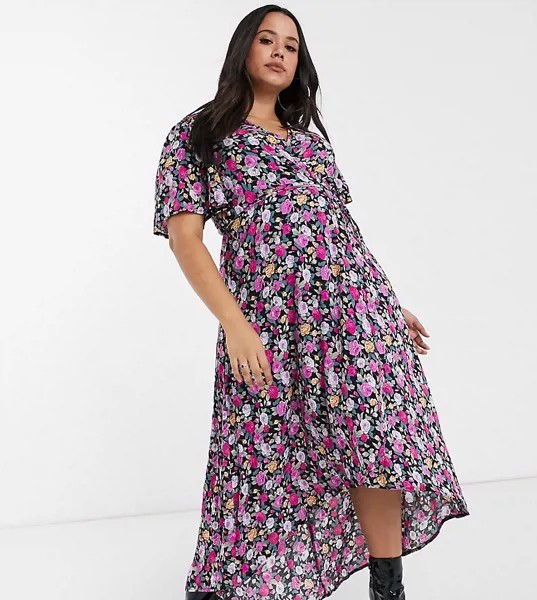 Платье с запахом и цветочным принтом Missguided Plus-Многоцветный