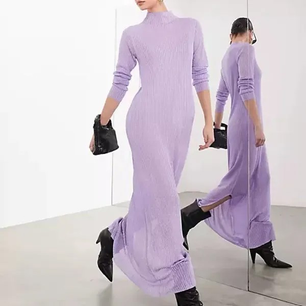 Платье Asos Edition Knitted Metallic, сиреневый