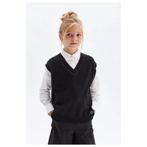 Жилет из вязаного трикотажа, Silver Spoon School, SSFSG-127-23307-100, Размер 134, Цвет Черный