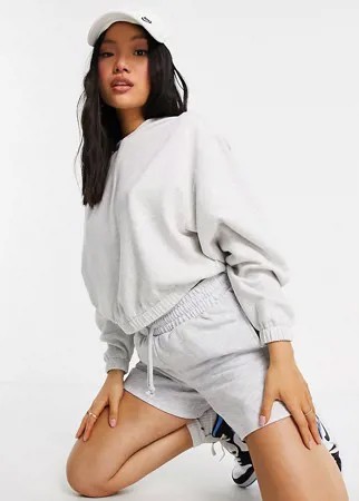 Белый укороченный меланжевый худи-кокон ASOS DESIGN Petite