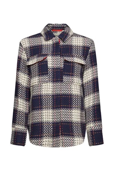 Пиджак-рубашка в клетку с эффектом букле Esprit, синий