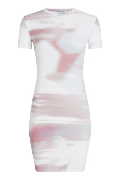 Приталенное платье с принтом Calvin Klein Jeans, белый