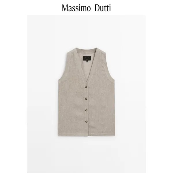 Жилет Massimo Dutti с V-образным вырезом, темно-серый