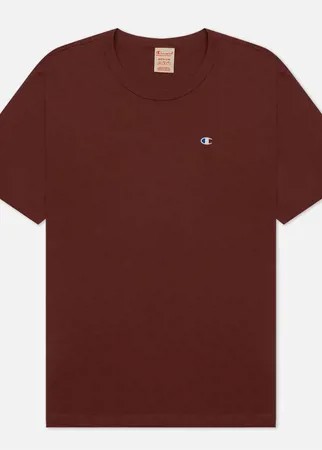 Мужская футболка Champion Reverse Weave Basic C Logo Crew Neck Comfort Fit, цвет бордовый, размер M