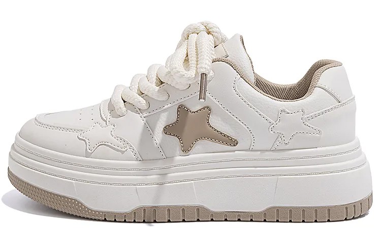 Кроссовки HUANQIU Skateboarding Shoes Women's Low-top Khaki, бежевый