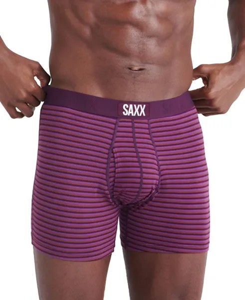 Мужские ультра-супермягкие трусы-боксеры свободного кроя с влагоотводящими полосками и полосками SAXX, фиолетовый