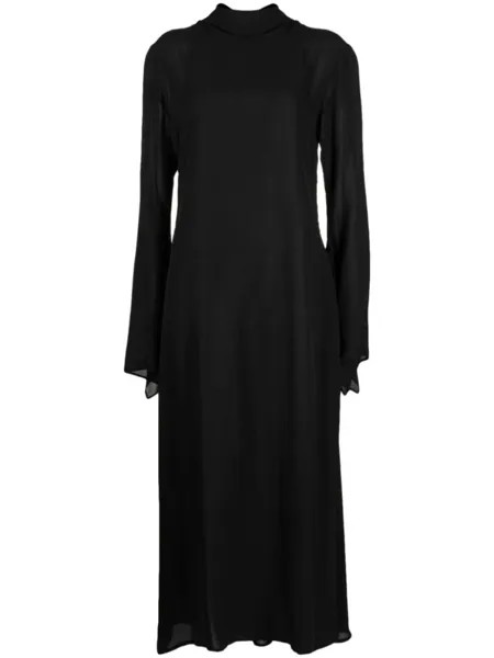 Платье с высоким воротником и длинными рукавами Yohji Yamamoto, черный