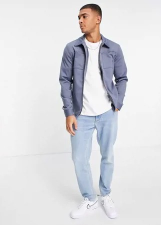 Голубая куртка-бомбер на длинной молнии Jack & Jones Premium-Голубой