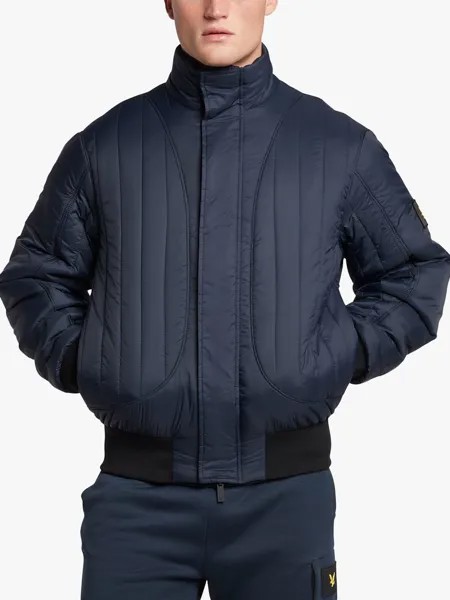 Вертикальная стеганая куртка-бомбер Lyle & Scott, темно-синий