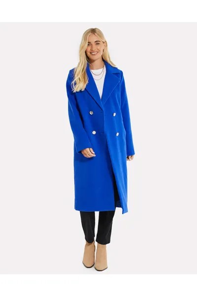 Двубортное пальто Marlet с разрезными лацканами Threadbare, синий