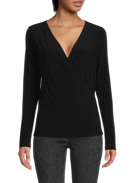 Топ из джерси с запахом Donna Karan New York, черный