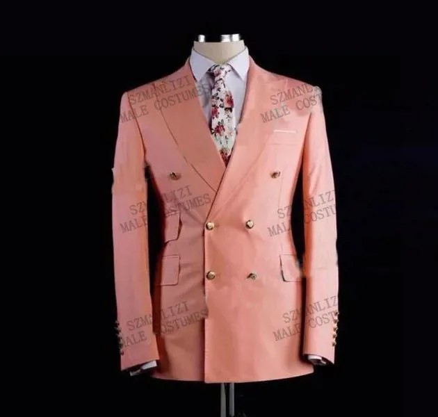 2021 персиковый приталенный двубортный пиджак и брюки, выпускной, смокинги для жениха на заказ, мужские свадебные костюмы