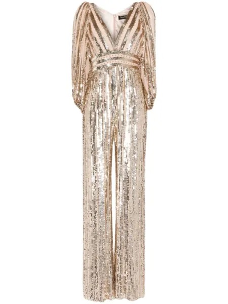 Jenny Packham комбинезон Boogie с пайетками, нейтральный цвет