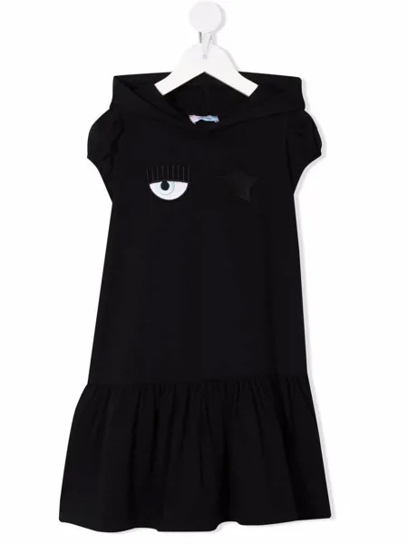 Chiara Ferragni Kids платье с капюшоном и вышивкой