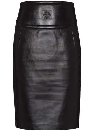 Givenchy кожаная юбка с тисненым логотипом