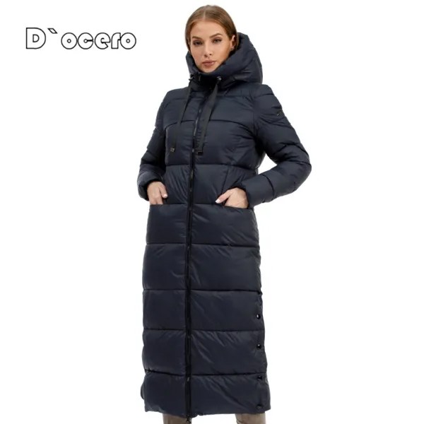 D`OCERO 2021 зимние женские утепленные парки с капюшоном, длинное стеганое пальто с подкладкой до колена, пуховик большого размера, ветрозащитна...