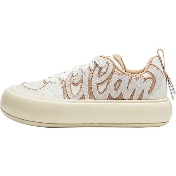 Кроссовки LiNing Skateboarding Shoes Women's Low-top Rice White Tea Brown, белый