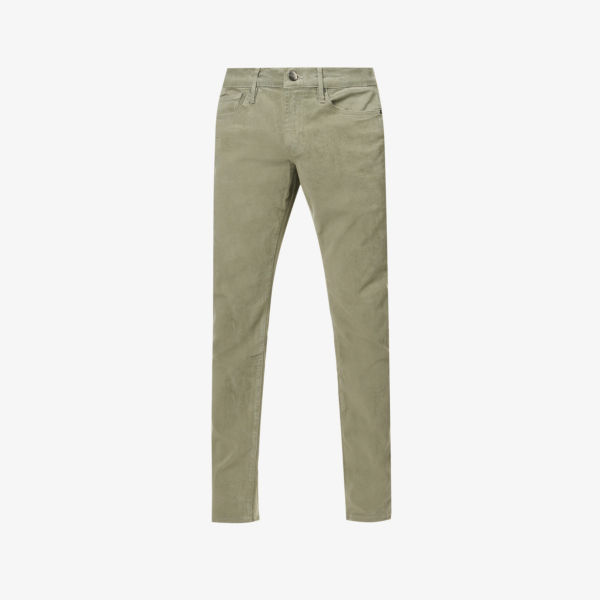 L'homme прямые брюки узкого кроя из эластичной ткани Frame, цвет washed military