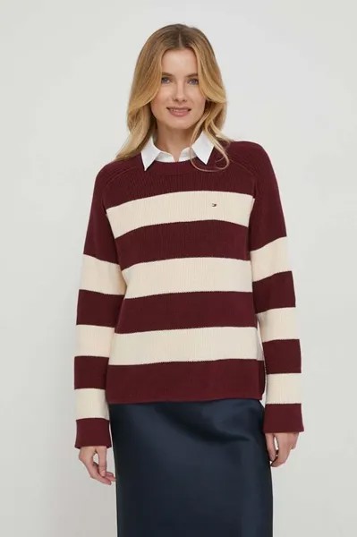 Хлопковый свитер Tommy Hilfiger, бордовый