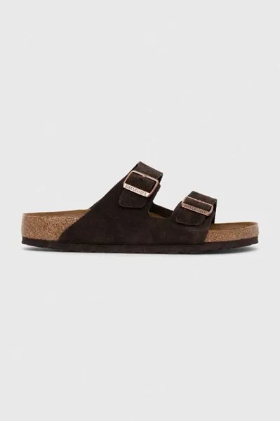 Замшевые шлепанцы Arizona Birkenstock, коричневый