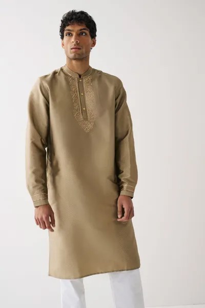 Мужская удлиненная куртка Kurta с вышивкой Next, желтый