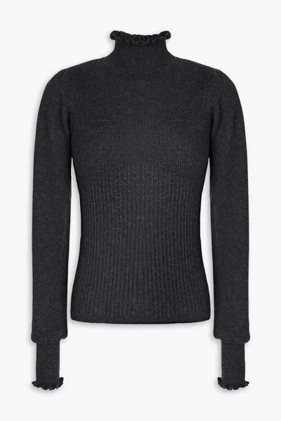 Кашемировый свитер с высоким воротником в рубчик Autumn Cashmere, темно-серый