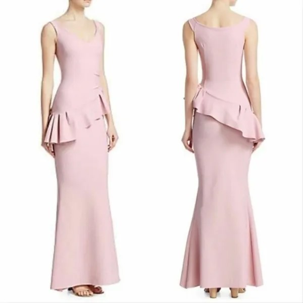 НОВИНКА CHIARA BONI La Petite Robe Poudre Розовое эластичное платье с рюшами и баской CIOCO 42 6